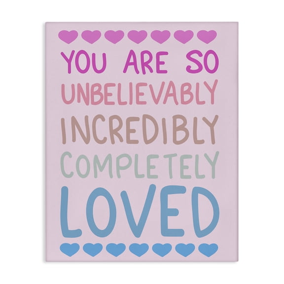 Stupell Industries Incredibly Loved with Hearts Quotes and Sayings Painting Wrapped Canvas Canvas Art Print Wall Art, 16 x 20