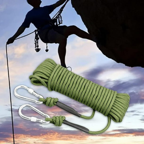8 mm Climbing Rope with 2 Carabiners Rappelling Rope 10 meters