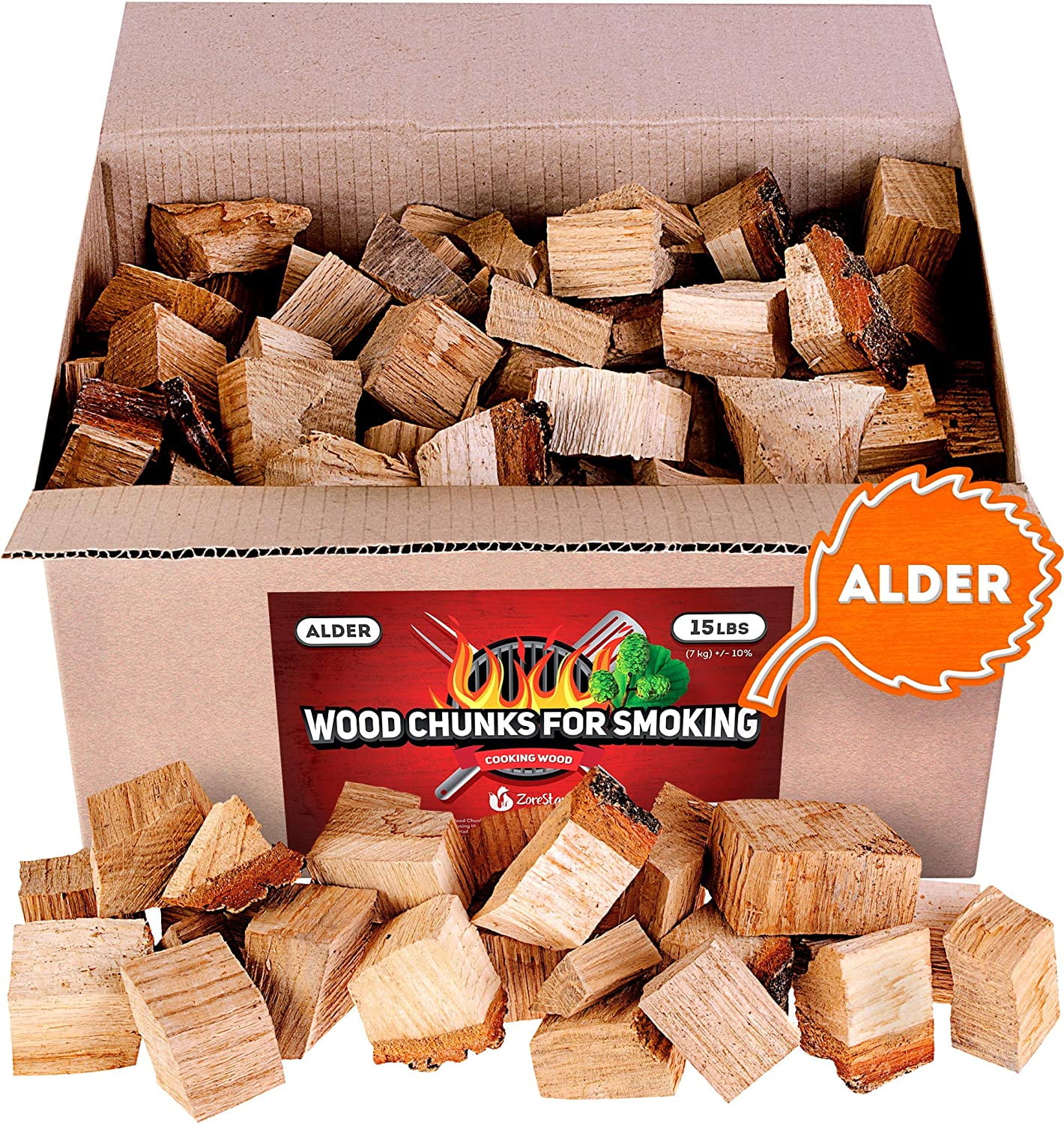 Zorestar Alder Wood Chunks For Smoking And Grilling Bbq Cooking Wood 15 Lb
