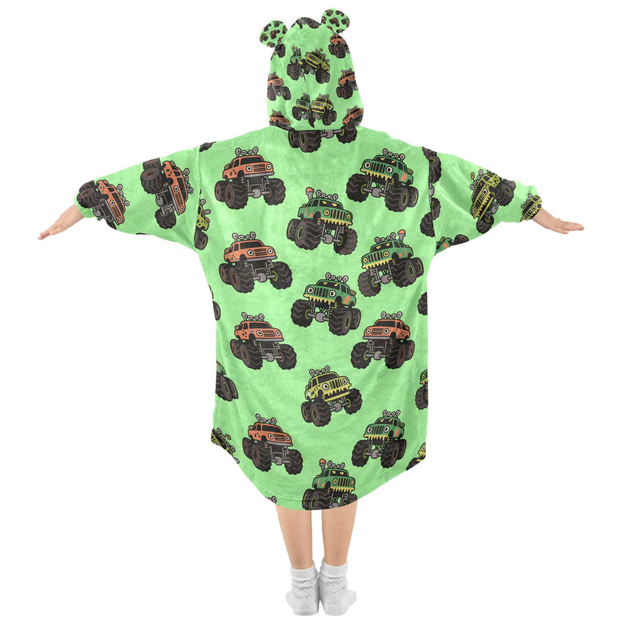 joogoo Blanket Hoodie for Trucks Cartoon Green Oversize Sweatshirt 3-14 YR L