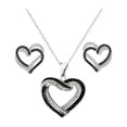 thumbnail image 2 of SmartBy Overlapping Hearts Jewelry Set Black White Rhinestone Hearts Necklace And Earrings Double Heart Pendant Jewelry for Parties Weddings Celebrations, 2 of 6