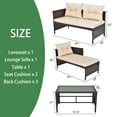 thumbnail image 3 of Ktaxon 3 Pcs Outdoor Rattan Patio Chat Set with Table Backyard Garden Furniture Brown, Wicker Lounge Chaise Chair With Cushions and Glass Coffee Table, Brown, 3 of 7