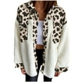 thumbnail image 1 of CEHVOM Mode Femmes Cardigan Patchwork Imprimé Léopard Veste en Peluche Manteau Liquidation, 1 of 6
