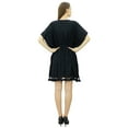 thumbnail image 3 of Bimba Women's V-Neck Tassel Kaftan Short Drawstring Waist Caftan Beachwear Coverup Dress, 3 of 9