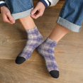 thumbnail image 3 of Rocae Purple Floral Gingham Check Plaid for Premium Adult Socks,Comfortable, Breathable, and Durable Socks, Perfect for Everyday Wear, 3 of 7