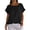 01 Black, variant on Ruffle Hem Linen Shirts for Women Loose Crewneck Short Sleeve Summer Business Casual Tops Dressy Blouses