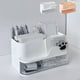thumbnail image 1 of Caja de almacenamiento organizadora de sobremesa de gran capacidad para portabolígrafos | Estantería de cajón de plástico Rosa blanco 20x12.2x10.6cm | Organizador de escritorio multicompartimento, 1 of 6
