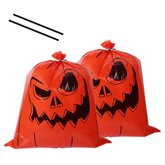 OADUKQ Halloween Leaf Bags, Ldpe Yard Waste Bags with Spooky, Autumn Garden Cleanup and Halloween Porch Decor, Orange, 24 X 30 in