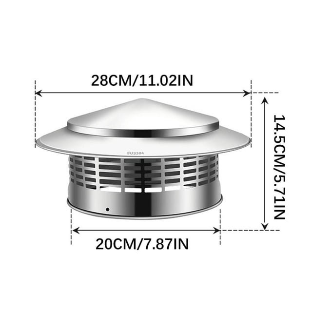 Feltree Housse de Conduit de Cheminée Chapeau de Cheminée Haut Capuchon de Cheminée Toit Housse de Pluie de Cheminée Embouts de Cheminée en Acier Inoxydable avec Écran