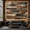 thumbnail image 6 of Horizontal Arrangement Weathered with Reclaimed Wooden Planks, Mystical Fantasy for Space Lovers, Wall Decor, Housewarming Gift, Tapestry Wall Hanging for Dorm and Living Room, 6 of 7
