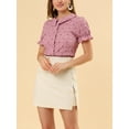 thumbnail image 5 of Allegra K Women's Peter Pan Collar Top Blouse Ruffle Puff Sleeve Stars Button Down Shirt, 5 of 6