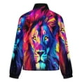 thumbnail image 6 of Jackets for Women Winter Coat Jackets Flannel Stand Collar Jacket(Colorful Lion Art,Size:S-4XL), 6 of 7
