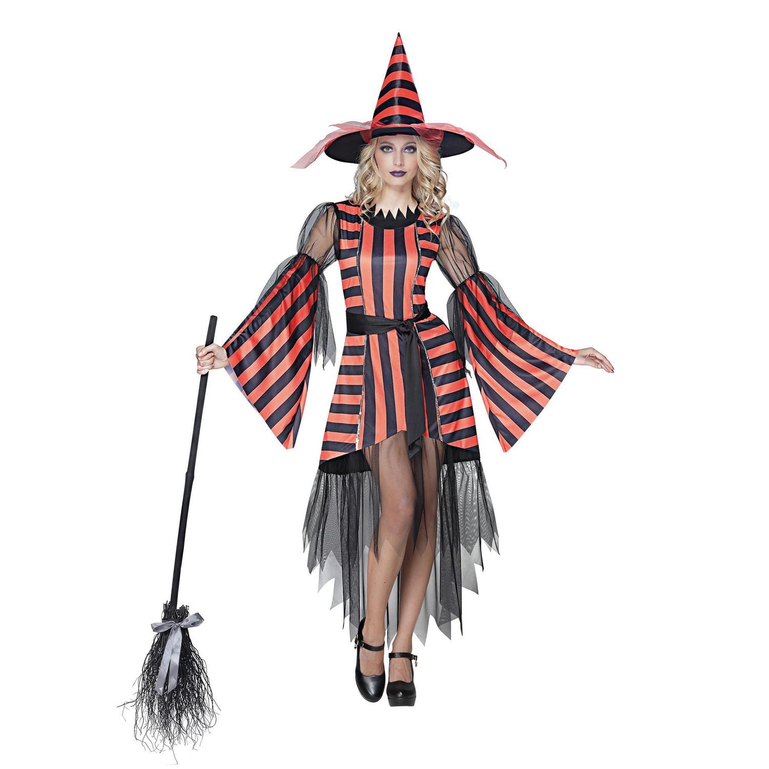 PARTYHOLIC COSTUME DE SORCIÈRE RAYÉ (MOYEN)