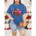 thumbnail image 3 of Anbech Plus Size Women Shirt Love Heart Crewneck Tshirt Short Sleeve Oversized Graphic Sweet Top, 3 of 7