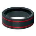 thumbnail image 3 of Silly Kings Red & Black Tungsten Carbide Wedding Band Brushed Finish Men & Women Comfort Fit Ring, 3 of 3