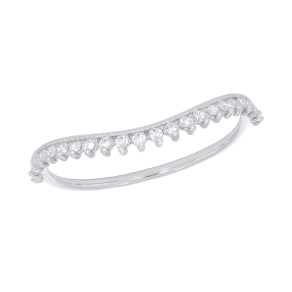 KEEVA JEWELS 0.13 Carat F-G/VS Lab Grown Diamond Wishbone Unique Anniversary Ring for Women Made in White Gold Plated Silver Size 5.5