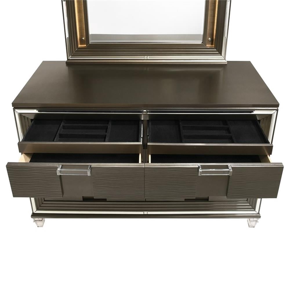 Picket House Furnishings Charlotte 6-Drawer Dresser w/ Mood Lighting Mirror