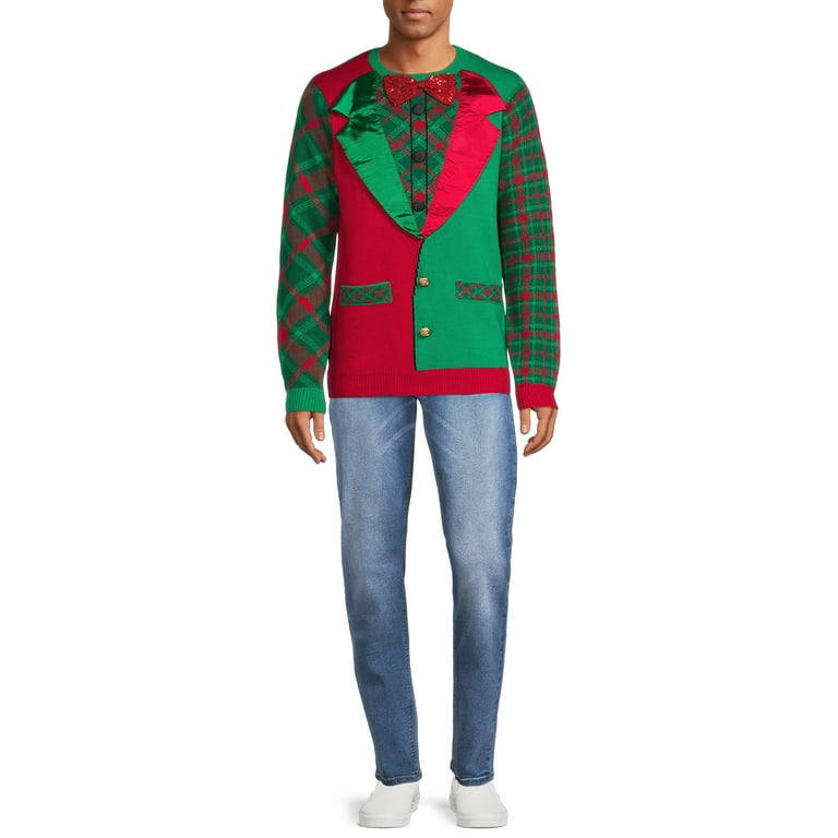 Jolly Sweaters Men s Big Men s Ugly Christmas Sweater with Long Sleeves Sizes S 3XL Walmart