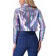 thumbnail image 3 of Chaqueta metálica brillante de biker con botones para mujer INSPIRE CHIC, holográfica, tamaño XS, multicolor, 3 of 5