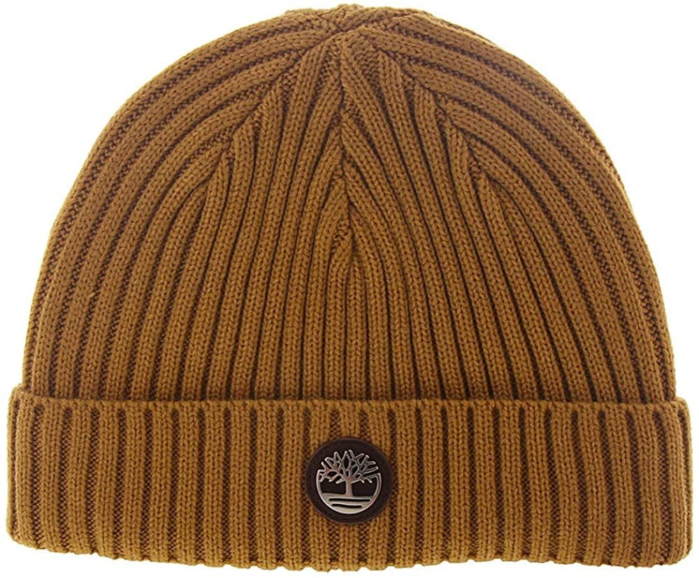 Men's Ribbed Watch Cap with Logo Plate 