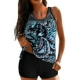 thumbnail image 1 of Women Tankini Swimsuits Vintage Print Mesh Rushed Tank Top with Boy Shorts Swimwear Tummy Control Two Piece Bathing Suits, 1 of 9