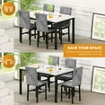 thumbnail image 6 of AWQM Dining table set for 4 with modern faux marble tabletop and 4 velvet upholstered chairs, compact space-saving dining table for apartments, kitchens, dining rooms, breakfast nooks, gray + white, 6 of 9