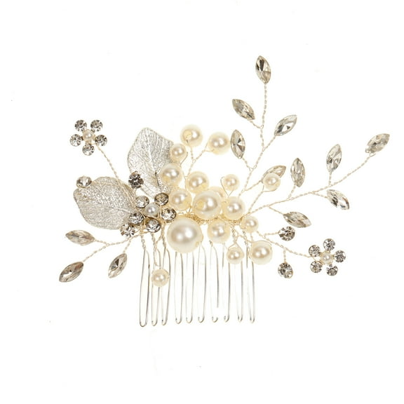 ERDOUY Bridal Flower Wedding Hair Pins Crystal Pearl Hair Combs Clips Headpiece Gold Wedding Hair Accessories Jewelry with Rhinestone for Brides Bridesmaids Women Girls (Gold)