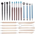 thumbnail image 1 of Juego de 23 piezas de herramientas de modelado y tallado de cerámica con punzones de bola: incluye moldeadores de arcilla para colores, herramientas de modelado y cuchillo de escultura de madera., 1 of 7