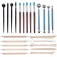 thumbnail image 1 of Juego de 23 piezas de herramientas de modelado y tallado de cerámica con punzones de bola: incluye moldeadores de arcilla para colores, herramientas de modelado y cuchillo de escultura de madera., 1 of 7