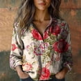 thumbnail image 2 of Shirts For Women Cotton Shirt Printed Fashion Button Down Shirts Casual Tops Long Sleeve Blouse Long Sleeve Shirts For Women, 2 of 3