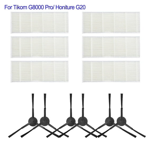 Wuweikeji Vacuum Parts for Tikom G8000 Pro Honiture G20 Vacuum Accessories Kit,6*side brush 6*filter for Enhanced Cleaning Performance