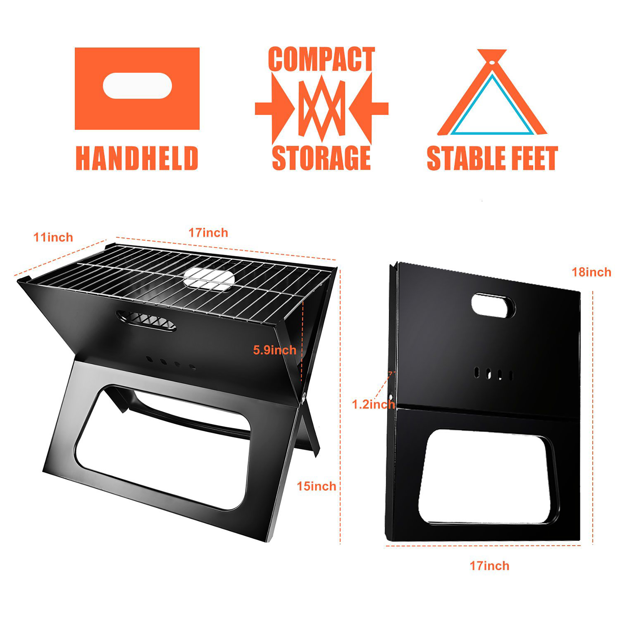 Portable Charcoal Grill – Mini Tabletop BBQ for Camping, Picnics & Tailgating