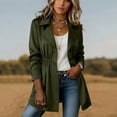 thumbnail image 5 of Zynoxe Women's Mid Length Windbreaker Jackets Comfort Elastic Waist Long Sleeve Outdoor Jacket Trendy Lapel Collar Button Down Jacket Lightweight Versatile Solid Color Trench Coat with Pockets S, 5 of 9