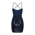 thumbnail image 4 of Dark Royal Blue Dresses for Women Summer Fall Spaghetti Strap Off The Shoulder Mini Petite Formal Prom Party Gowns Evening Sequin Sparkly Dresses Homecoming Dresses Ladies 2025 S, 4 of 5