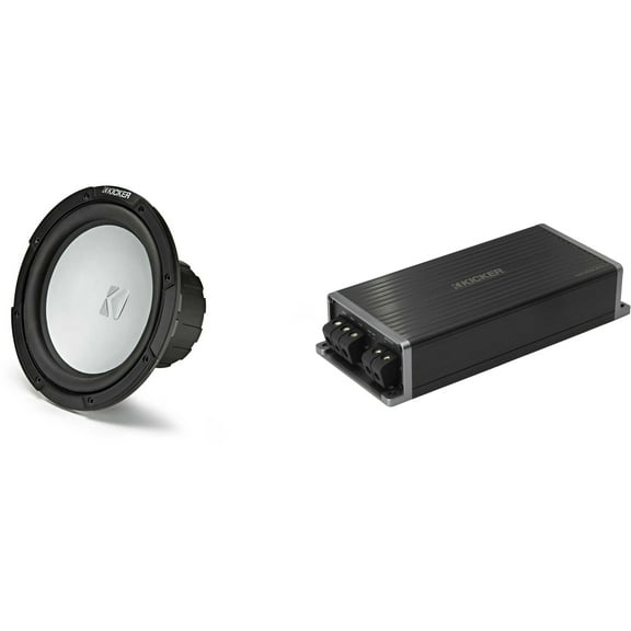 Kicker Marine KPX500.1 Powersports Amp & 10" Free Air 4 Ohm Subwoofer Audio Upgrade