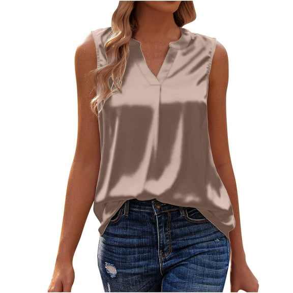 HBYJLZYG Tank Tops For Women, Summer Solid Color V-Neck Pocket Sleeveless Casual Tee Tops Tank Tunic Flowy Basic Shirts