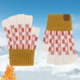 thumbnail image 2 of UngA Toddler Kids Winter Wool Knit Fingerless Gloves Print Cold Weather Thermal Warm Lightweight Soft Mitten for Girls Boys (Yellow,6-9 Years), 2 of 4