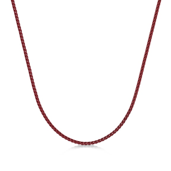 Metro Jewelry Red Acrylic Coated Stainless Steel 3MM Link Chain Necklace - 24 Inch