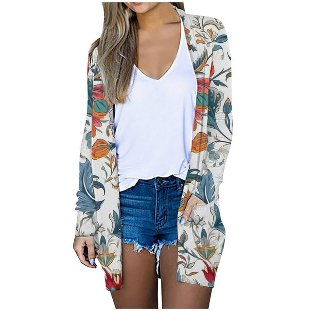 CEHVOM Cardigans For Women Cover Up Lightweight Casual Blouses Open Front Cardigan With Pockets Clearance