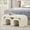 Cream, variant on Modern U-Shaped Teddy Ottoman Set of 3 with Soft Beige Canvas 44 " and 18 " Stools Perfect for Living Room Footrest or Entryway
