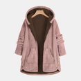 thumbnail image 2 of XFLWAM Plus Size Winter Coats for Women Fleece Lined Faux Fur Parkas Jackets Button Fluffy Hooded Jackets Outerwear with Pockets Pink 4XL, 2 of 4