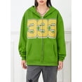 thumbnail image 2 of Men Women Zip Hoodies Letter Print Long Sleeve Oversized Sweatshirts, 2 of 9