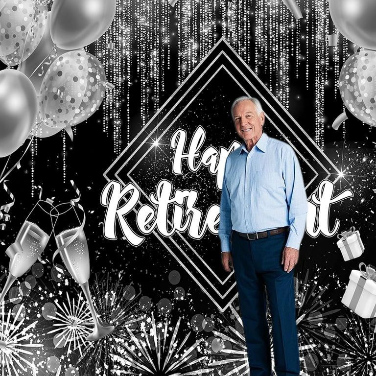 10x8ft Happy Retirement Backdrop Party Decorations, Black and Silver Grey Glitter Extra Large Retire Sign Banner Photo Booth Backdrop Background for 10x8ft Happy Retirement Backdrop Party Decorations, Black and Silver Grey Glitter Extra Large Retire Sign Banner Photo Booth Backdrop Background for