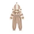 thumbnail image 3 of Infant Boy's Spring And Autumn Baby Clothes With Adjustable Waistband Pants Set Knitted Wool Sweater With Color Striped Pattern Baby Coat Suitable For 0 18 Months Old. Boy Set Clothes Brown 3-6 Months, 3 of 7