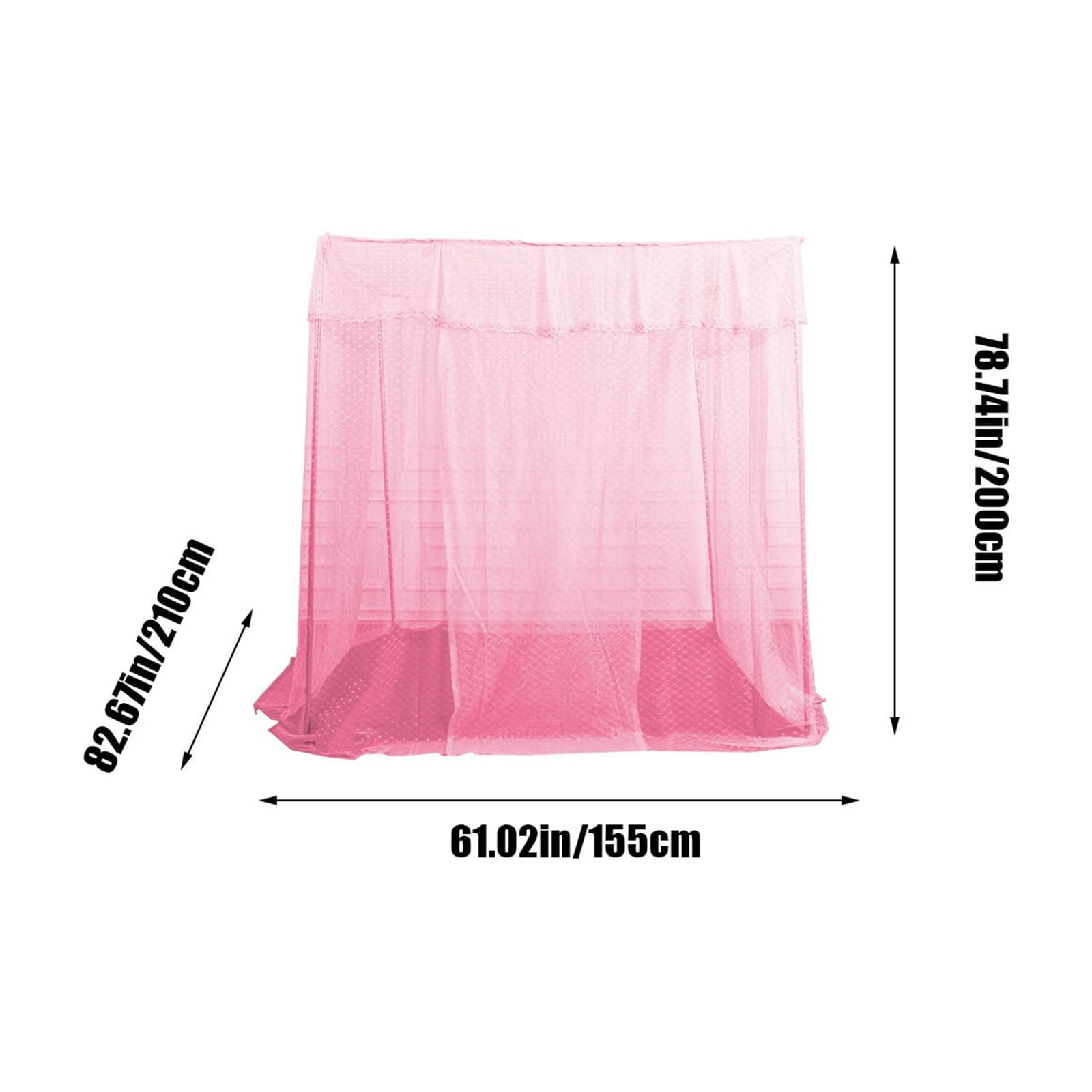 PureCasa Mosquito Net Bed Canopy for Girls, Round Hoop Sheer Bed Canopies for Kid Room Bedroom, Dome Mosquito Netting Tent Twin Size, Side Opening, Dreamy Home Decor, 61"x83"x79", 1PC, Pink