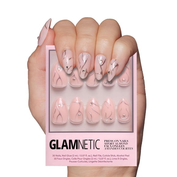 Presiona Uñas Glamnetic Astro Semitransparente en forma de espiral plateada