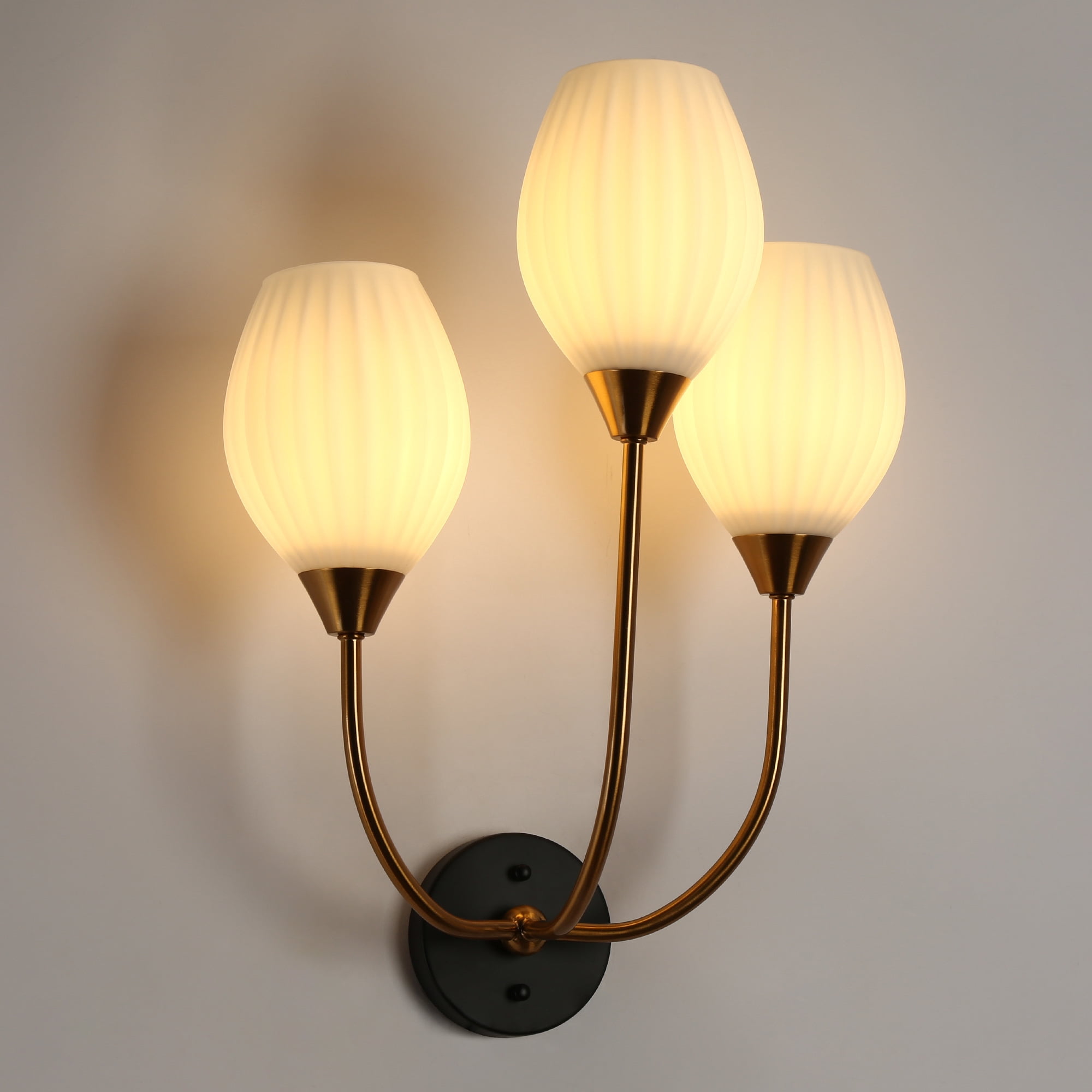 LNC GriseldaFenwick 15.3-in W 3-Light Polished Gold Modern/Contemporary LED Wall Sconce