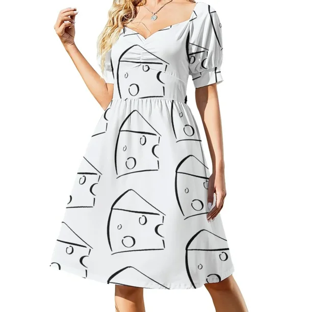 Vestido minimalista de manga corta, elegante y chic, para mujer, promoción de verano.