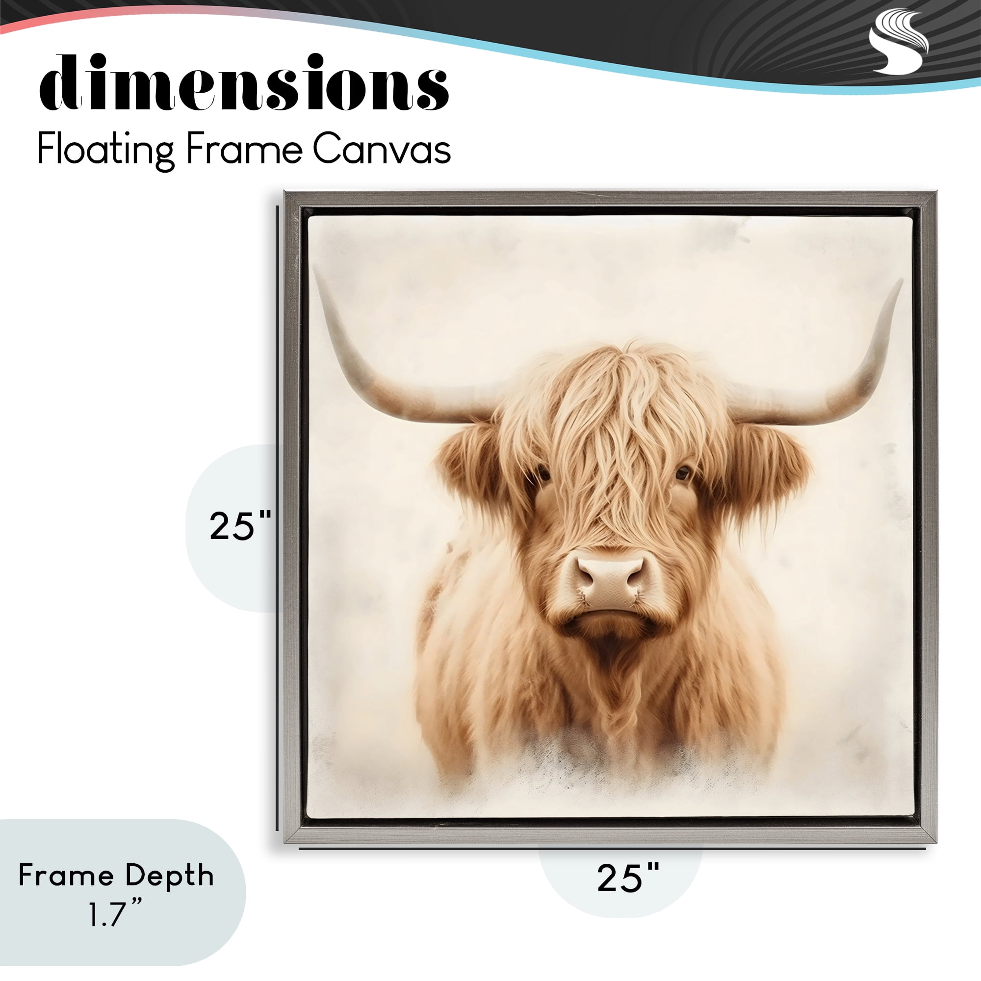 Stupell Industries Dreamy Fluffy Highland Portrait Gray Framed Floater Canvas Wall Art, design by Creative Studio