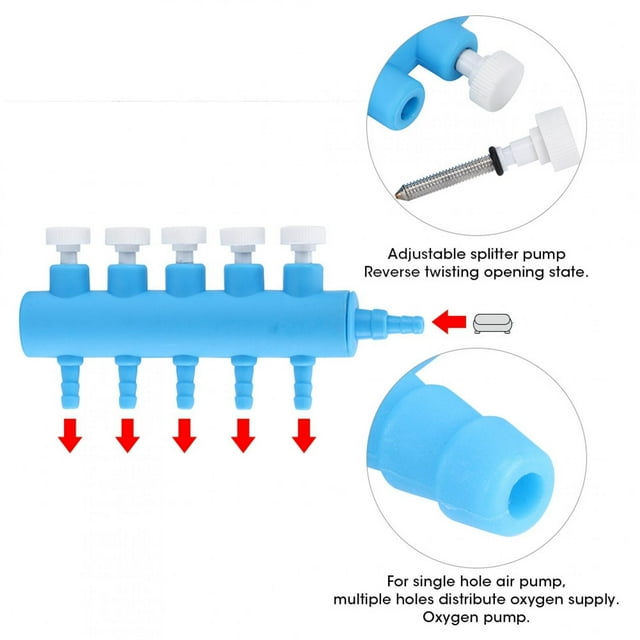 Plastic Oxygen Pipe Distributor, Fish Tank Splitter, adjustable air volume Air Pump Control Valve for Fish Tanks Aquarium 2 Way 2PCS,3 Way 2PCS,4 Way,5 Way,6 Way